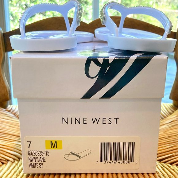🆕 Nine West Ivy Jane Jeweled Sandals Flip Flops Thongs Slides Flats - Size 7M - Picture 6 of 7